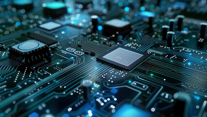 Digital electronic circuit board in neon colors with vibrant energy flowing through, creating a futuristic and dynamic background new stock image illustration AI