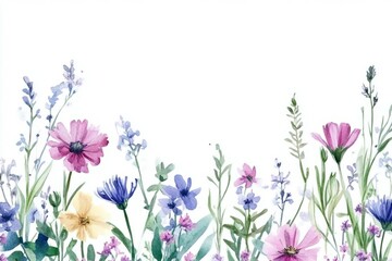 Vibrant watercolor wildflowers displayed in a creative arrangement for decoration purposes