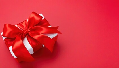 Close-up of red and white gift boxes with bows, perfect for holiday and Christmas celebrations.