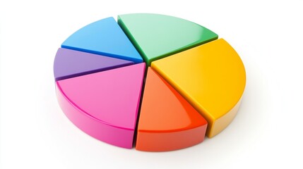 Obraz premium A colorful financial pie chart with distinct segments representing different revenue streams, set against a clean white background for clarity.