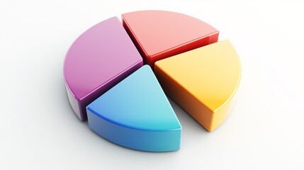 Obraz premium A colorful financial pie chart with distinct segments representing different revenue streams, set against a clean white background for clarity.