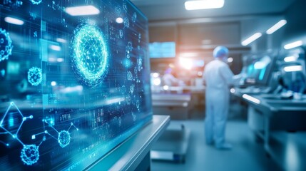 Futuristic Technology Interface Display in Modern Laboratory