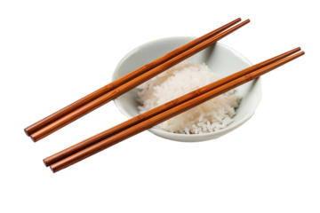Traditional wooden chopsticks isolated on white background, ideal for culinary designs, asian cuisine themes, and food presentation projects