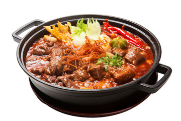 High-resolution hot pot isolated on transparent background for culinary art, Asian cuisine concepts, and food preparation designs in digital and print projects