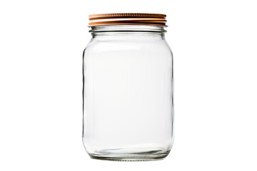Empty jar isolated on transparent background for culinary, storage, and decorative design projects featuring clear glass and modern kitchenware elements