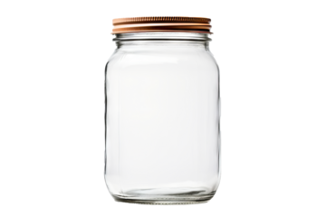 Empty jar isolated on transparent background for culinary, storage, and decorative design projects featuring clear glass and modern kitchenware elements