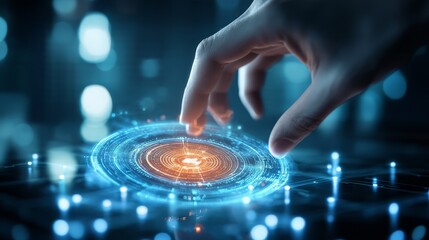 Hand Interacting with Futuristic Interface