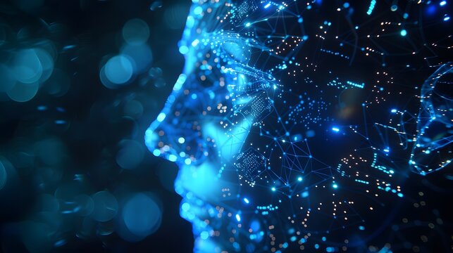 A human-headed robot composed of artificial intelligence electronic components