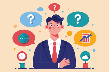 Second opinion, suggestion or advice to consider, reason or logical thinking, information to make decision or judgement concept, businessman think from listening to second opinion and make decision.
