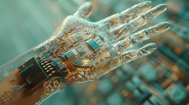 Hand composed of artificial intelligence technology and electronic components
