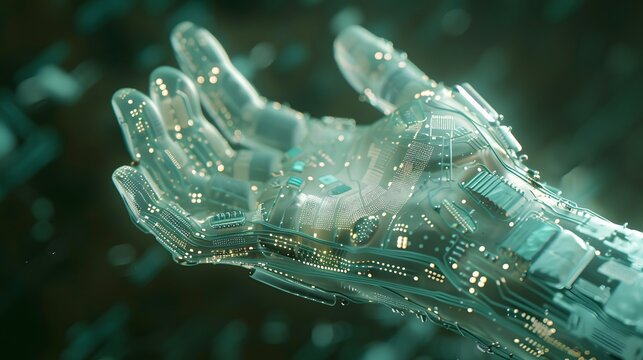 Hand composed of artificial intelligence technology and electronic components