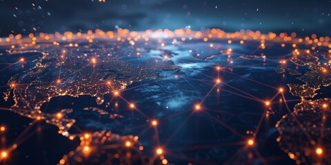 A digital globe with global network connections, symbolizing the world's interconnectedness and connectivity through technology