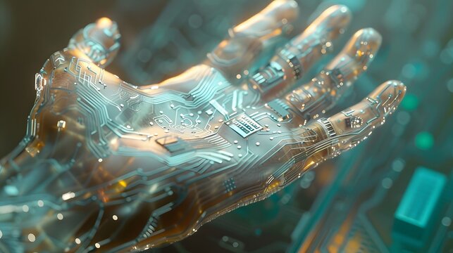 Hand composed of artificial intelligence technology electronic components