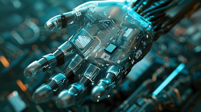 Hand composed of artificial intelligence technology electronic components