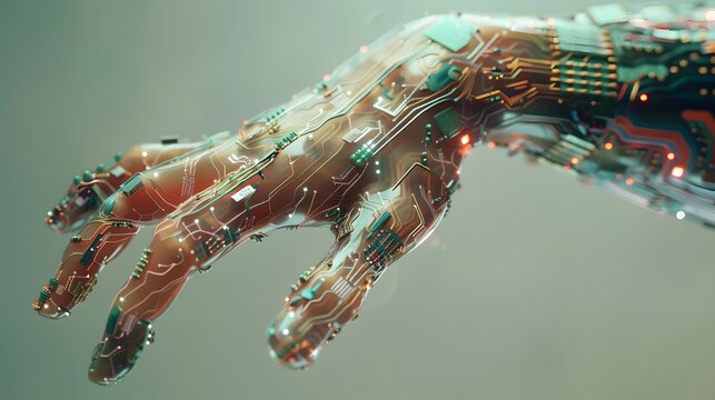 Hand composed of artificial intelligence technology electronic components