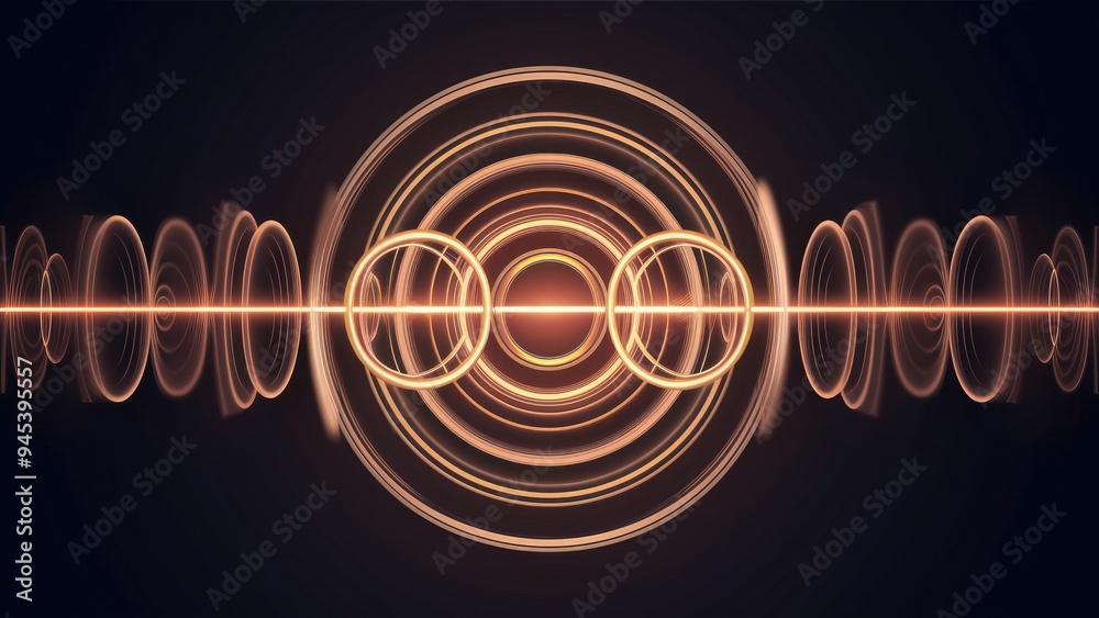 Poster pulsating circles in sync with music rhythm. animated ripple effect with circular shapes on a dark b