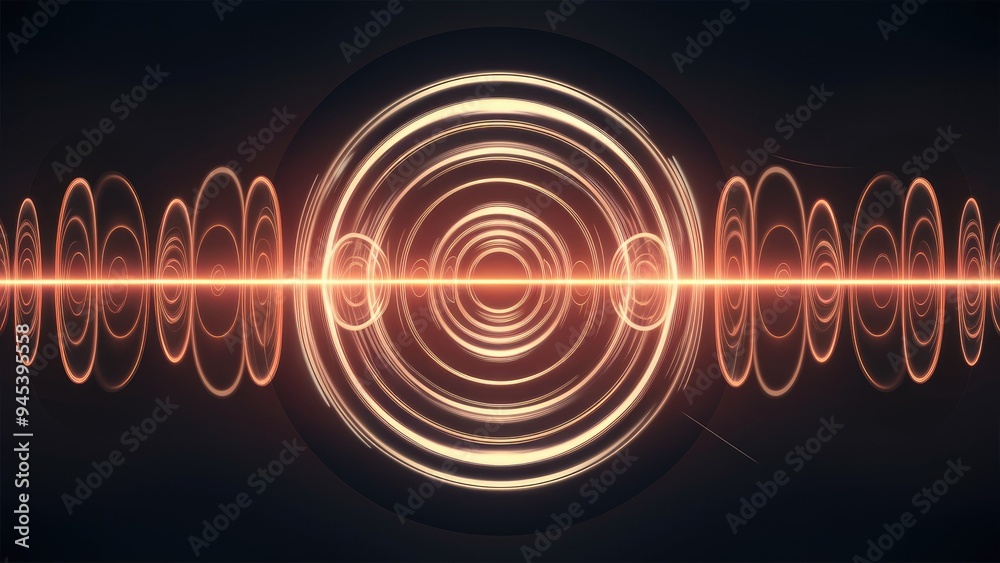 Poster pulsating circles in sync with music rhythm. animated ripple effect with circular shapes on a dark b