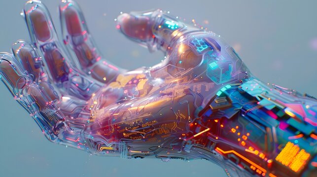 Hand composed of artificial intelligence technology electronic components