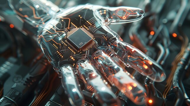 Hand composed of artificial intelligence technology electronic components