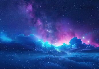 Fototapeta premium Starry Night Sky with Clouds