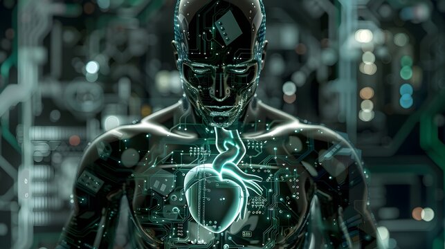 Electronic artificial intelligence robot heart energy core