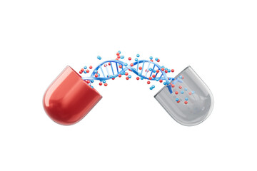 3d rendering medical DNA and capsule