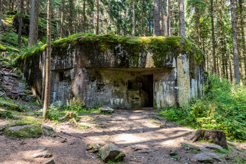 Concrete pillbox from the WW2 in Orlicke hory mountains, Czech Republic