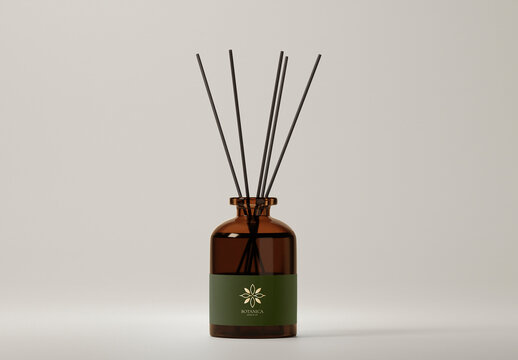 Brandign Reed Diffuser Bottle Label Mockup