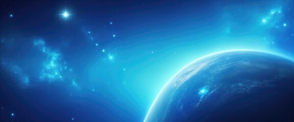 Fototapeta premium Beautiful Blue Sci-fi cosmic space background
