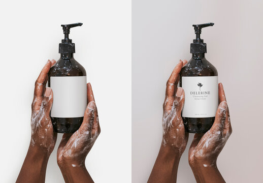 Branding Liquid Soap Pump Bottle Label Mockup