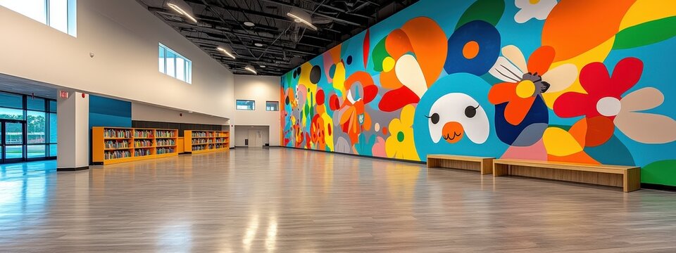 A community center's artwork honoring the value of literacy