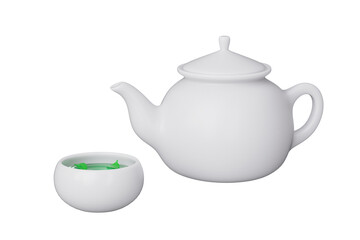 3d rendering tea and teacup