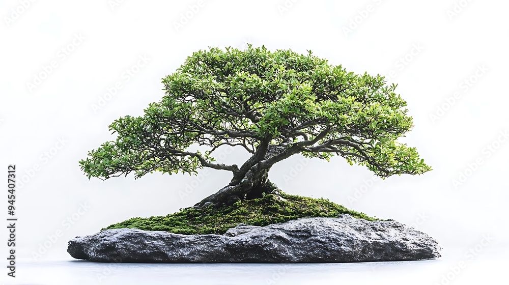 Wall mural Bonsai Tree on a Rock - A Miniature Landscape