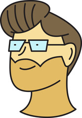 Beard Man Face Character Illustration