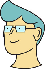 Geek Man Face Character Illustration