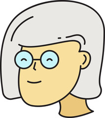 Nerd Woman Face Character Illustration