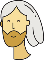 Beard Man Face Character Illustration