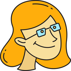 Nerd Woman Face Character Illustration