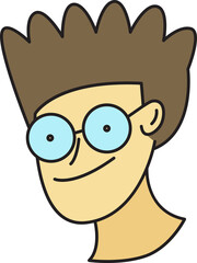 Geek Man Face Character Illustration