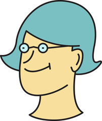 Nerd Woman Face Character Illustration