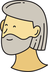 Beard Man Face Character Illustration