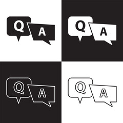 FAQ, question and answer icon vector. A black and white logo with a Q and A on it. isolated on white and black background. EPS 10