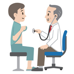 Obraz premium 健康診断で診察する医師のイラスト
