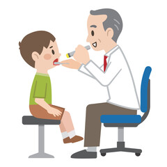 子供の診察をする医師のイラスト