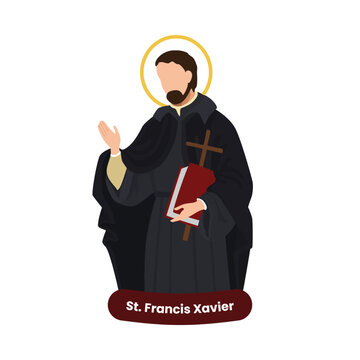 Saint Francis Xavier vector illustration. Feast December 3rd. Catholic Saint.