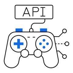 Gaming API Integration Icon Design. Representing Cloud Computing. Integration. Technology. Data Security. Vector icon (for EPS) or Transparent PNG (for PNG).