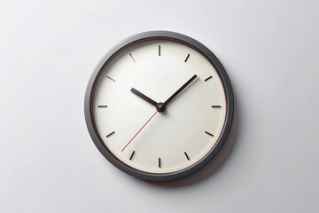 Minimalist flat icon of a classic analog clock with simple hands and numbers on a clean white background, perfect for time-related designs and layouts.