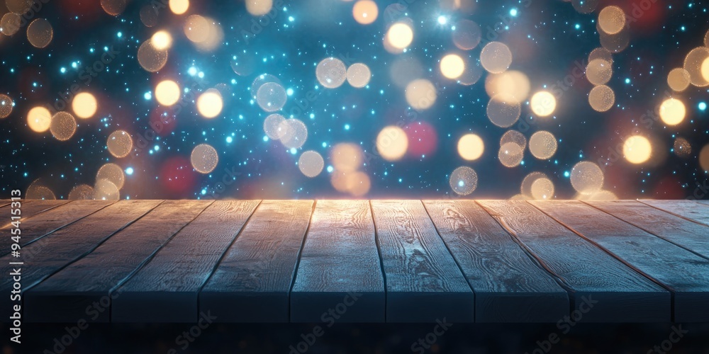 Poster 3d rendering of an empty wooden table surface against a white bokeh abstract background ideal for sh