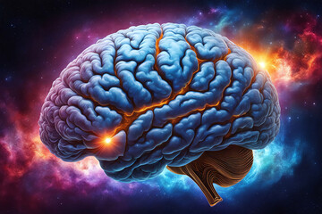 3D illustration of a futuristic cyber brain , neural connections and synapses .Artificial Intelligence vital element of strategic thinking concept