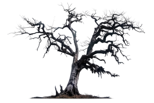 leafless old spooky tree isolated on white or transparent png